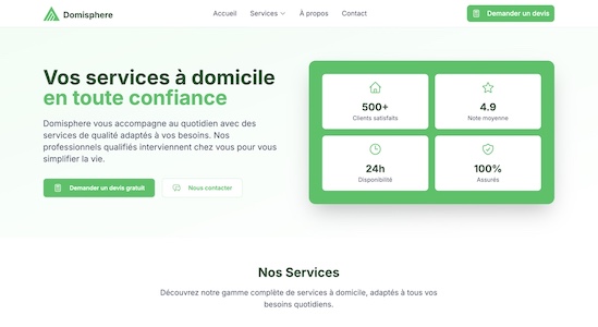 Aperçu du projet de site de services Domisphere.