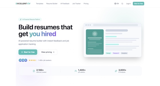 Preview of the Excellent CV resume platform project.